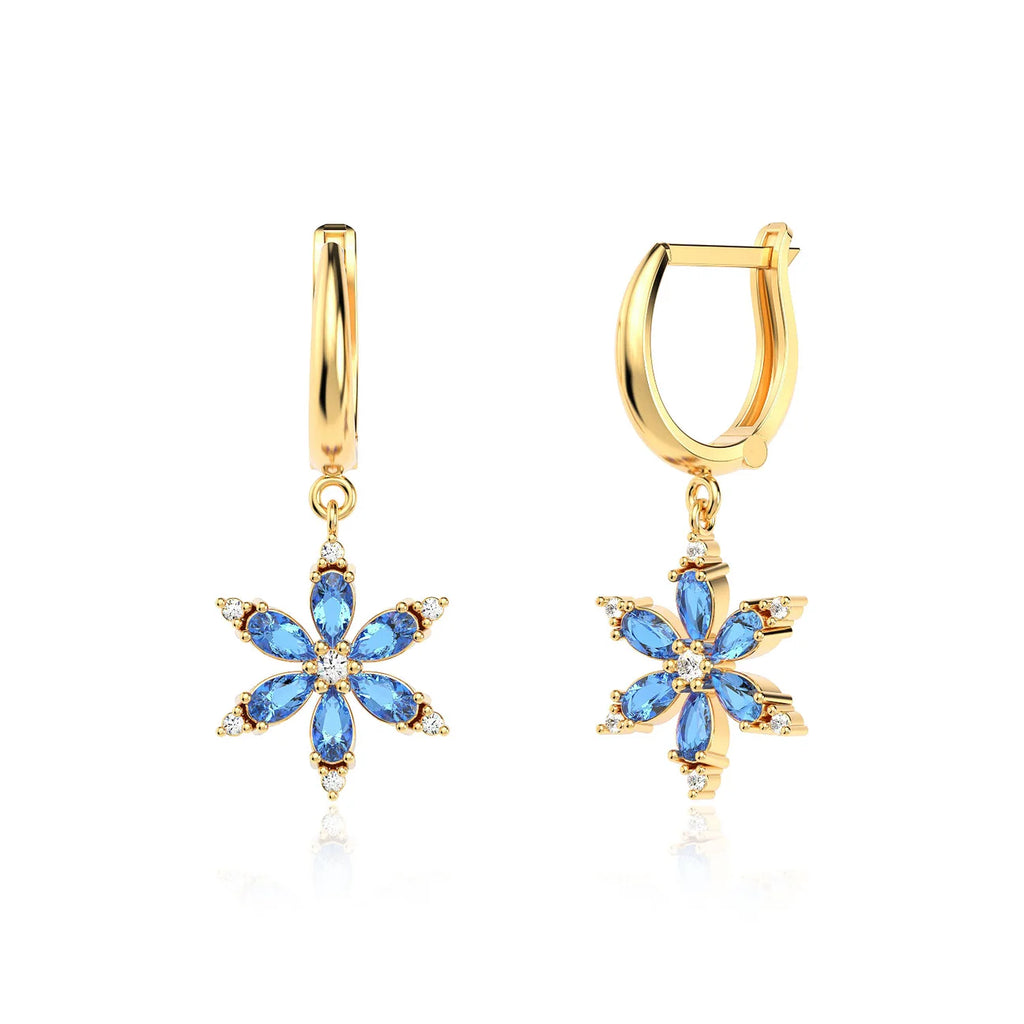 Aqua Lotus Çiçeği Gümüş Küpe